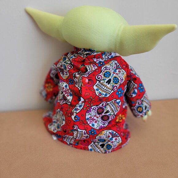 Sugar Skull Halloween 2pc Outfit scarf for 11" Mattel Child Grogu baby yoda Doll - Picture 8 of 8